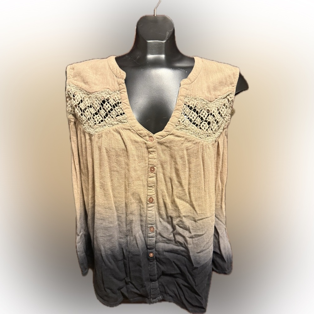 Harley-Davidson Tan and Black Ombre Blouse